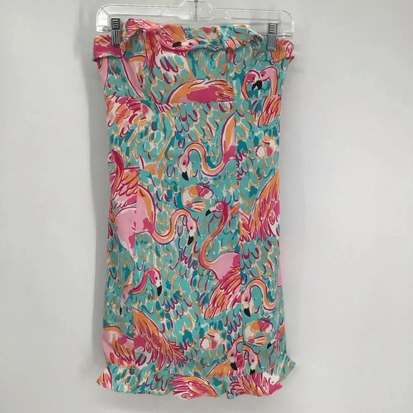 Lilly Pulitzer Franco Printed Flamingo Strapless Summer Beach Dress Size 0 - Picture 2 of 11
